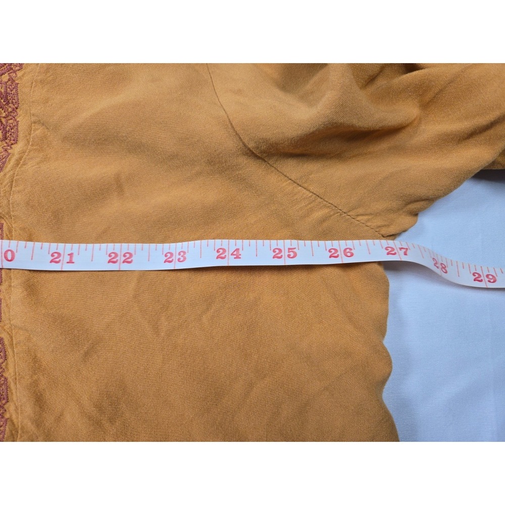Spiced Orange Boho Embroidered Bell Sleeve Peasant Top Sz 26/28 Floral Hippie - Picture 12 of 15